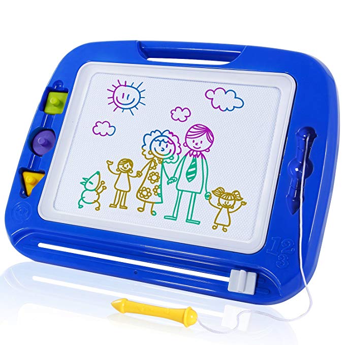 SGILE Magnetic Drawing Board, Non-Toxic Big Magnetic Erasable Magna Doodle Toy, Assorted Colors Writing Painting Sketching Pad Board for Toddler Boy Girl Kids Skill Development, Blue( Extra Large)