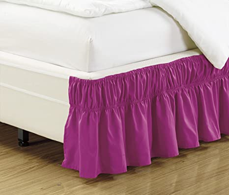 Mk Collection Wrap Around Style Easy Fit Elastic Bed Ruffles Bed-Skirt Queen-King Solid Light Purple New