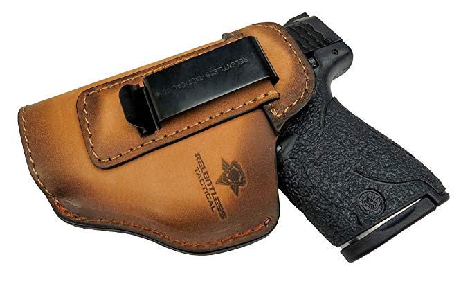 Relentless Tactical The Defender Leather IWB Holster For S&W M&P Shield - GLOCK 17 19 22 23 32 33 / Springfield XD & XDS / Plus All Similar Sized Handguns