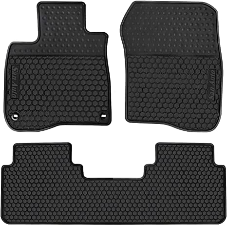 San Auto Car Rubber Floor Mat for Honda CR-V 5th Generation 2017 2018 2019 2020 2021 Custom Fit Full Black Auto Liner Mats All Weather Protection Heavy Duty Odorless