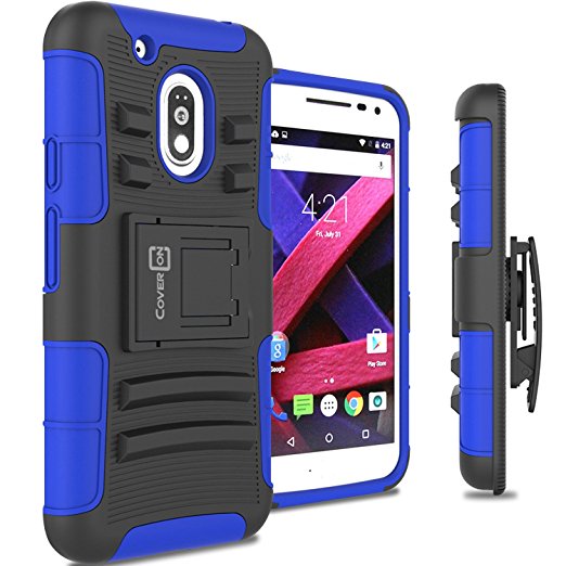 Moto G4 Play Holster Case, Moto G Play (4th Gen.) case CoverON [Explorer Series] Hybrid Armor Belt Clip Hard Phone Cover for Motorola Moto G4 Play / Moto G Play (4th Gen.)- Blue & Black