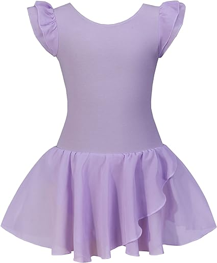 *daisysboutique* Girls Ballet Skirted Dress Ballerina Costume Ruffle Sleeve Tutu Dance Outfit Leotard