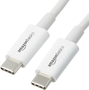 Amazon Basics USB-C to USB-C 2.0 Fast Charging Cable, 480Mbps Transfer Speed, 2.7 meters, White