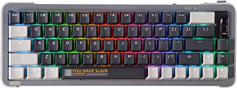 EPOMAKER Royalaxe Y68 NKRO RGB 65% Hot Swappable 2.4Ghz/Bluetooth/USB-C Wired Gaming Keyboard with Sound Absorption Silicon, PBT Double Shot Keycaps for Win/Mac/iOS/Gaming/Office（TTC Gold Pink V2）