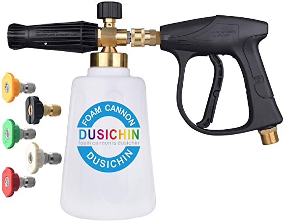 DUSICHIN DUS-118 Foam Cannon Lance Pressure Washer Nozzle Tip Snow Soap Spray Gun Jet Wash Larger Container 100Oz Higher Flow Rate