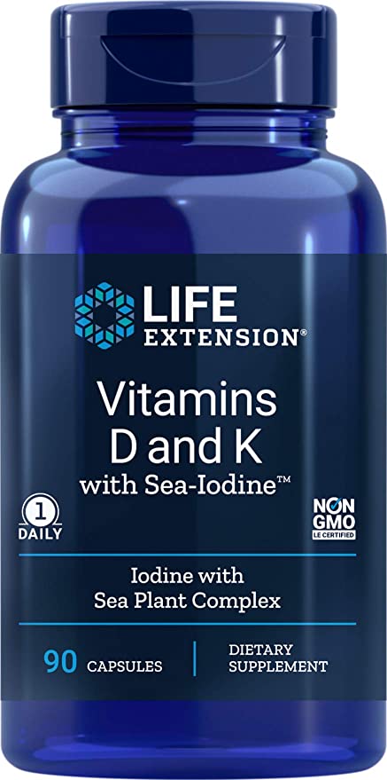 Life Extension Vitamins D and K with Sea-Iodine, 90 Capsules