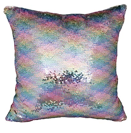 Idea Up Reversible Sequins Mermaid Pillow Cases 4040cm with magic mermaid sequin (Unicorn color and silver)