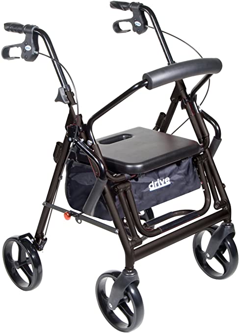 Drive Duet Dual Function Transport Wheelchair Rollator Rolling Walker, Black, Model - 795BK