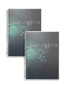 Miliko Zodiac Series Dot Grid A5 Size Wirebound/Spiral Notebook Set-2 Notebooks per Pack, 160 Pages(80 Sheets),Transparent Hardcover (Aquarius)
