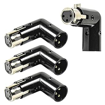 HQRP 4-Pack 3-Pin XLR Angle Adapter Dual Male & Female with 4 Adjustable Angle Positions Right Left and 90 Degree, Compatible with Mixers That Interfere with Other Applications, 3-Pin Connector