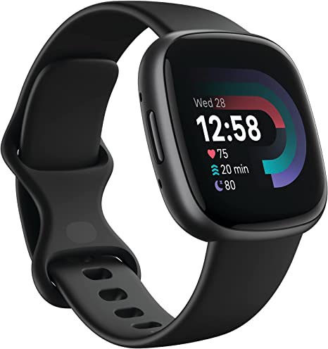 Fitbit Versa 4 Fitness Smartwatch with Daily Readiness, GPS, 24/7 Heart Rate, 40  Exercise Modes, Sleep Tracking and more, Black/Graphite, One Size (S & L Bands Included)