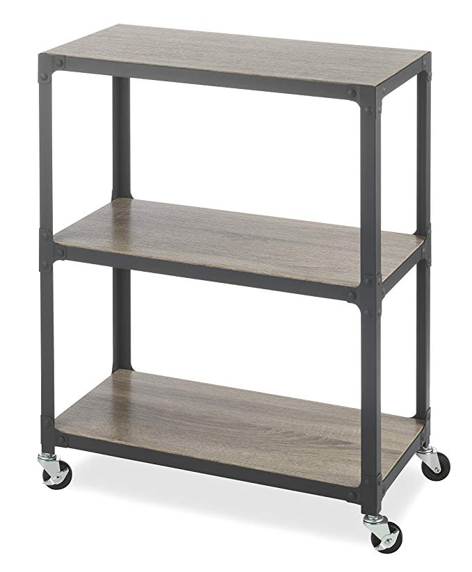 Whitmor 3-Tier Metal & Wood Cart-Gunmetal