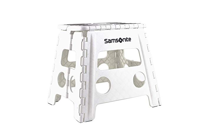 Heavy Duty Folding Step Stool: 13" High Single Handle / 2" Wide When Folded in White - by Vanderbilt