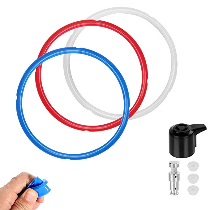 Sealing Ring for Instant Pot Duo 5, 6 Quart Silicone Gasket Seal Rings Replacement Parts Include Sealing Ring, Steam Release Valve and Float Valve Seal -Replacement Silicone Gasket Seal Rings (3 pack)