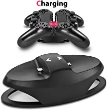 TNP PS4 Charging Station - USB Dual Charger Ports Dock Station Cradle Stand Base with LED Indicator and USB Cable for Sony Playstation 4 PS4 Wireless Game Gaming Controller (Black) [Playstation 4]