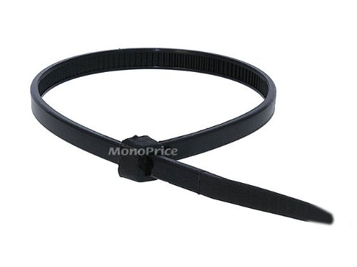 Monoprice Cable Tie 8 inch 40LBS, 100pcs/Pack - Black