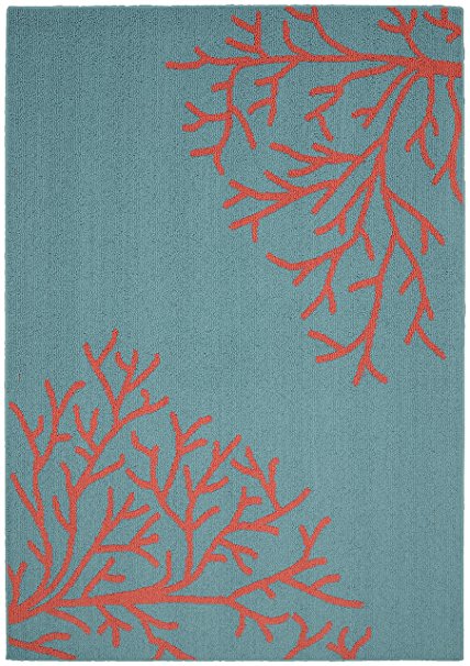 Garland Rug Sea Coral Area Rug, 5 x 7', Teal/Santa Fe Coral