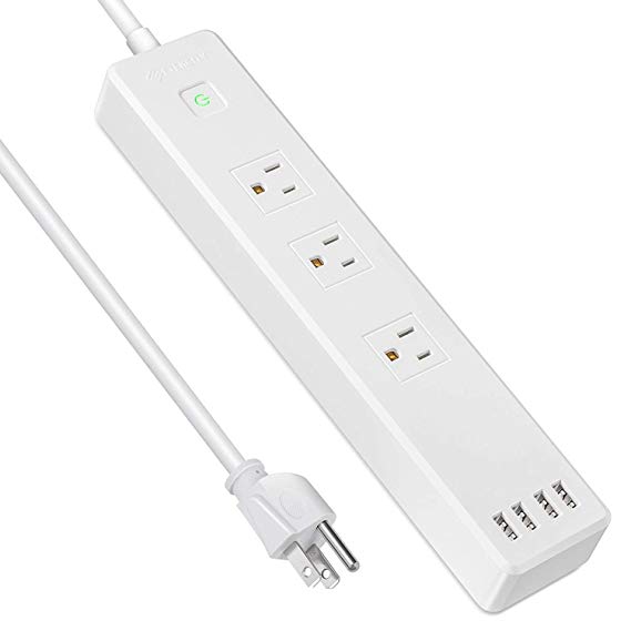 Etekcity 3-Outlet Surge Protector Power Strip with 4 USB Charging Ports, 5610 Joules,6 Ft Long Cord & Mounting Holes, 750℃ Flame-Retardant, FCC ETL Listed, White (Upgrade Version)