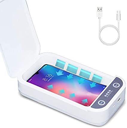 UV Cell Phone Sanitizer With Wireless Charging, Portable UV Light Cell Phone Sterilizer With USB Cable, Aromatherapy Function Disinfector , UV Light Sanitzier Box for IOS Android Jewelry Watch