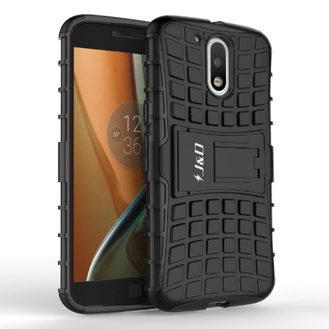 Moto G4 Case, J&D [Kickstand] [Heavy Duty Protection] [Dual Layer] Slim Fit Hybrid Shock Proof Protective Case for Motorola G4 - Black