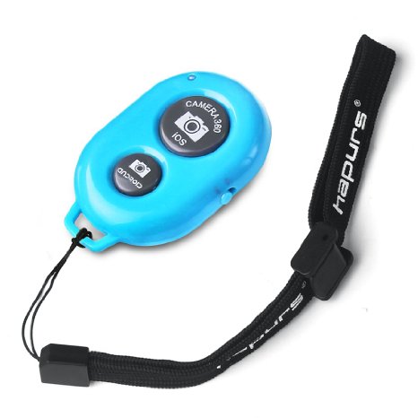 Hapurs Bluetooth Wireless Remote Control Camera Shutter Release Self Timer for iPhone 5S 5C 5 4S 4 iPad Air Mini Samsung Galaxy S5 S4 S3 Note Tab Google Nexus HTC Sony and other iOS Android Phones - Blue