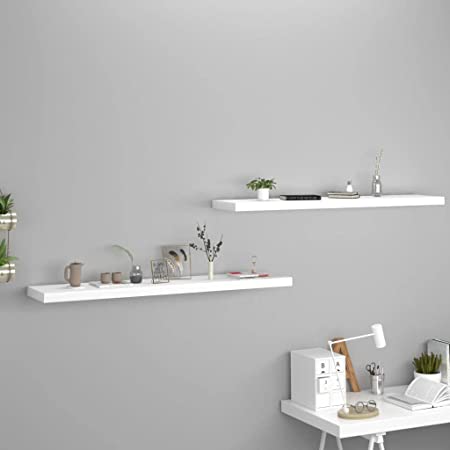 SXDMHYB Wall-Mounted Shelves 2 pcs Floating Shelves, 47.2" Hanging Shelves for Living Room, Display Shelves, Trophy Display, Picture Frame, Book, Collectables and DVD Storage, White