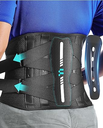 Fitomo Back Brace for Women Men with Ergonomic Curved Spine Support and Carbon Fibre Splints, Back Brace for Lower Back Pain Relief, Posture, Work, Heavy Lifting, Sciatica, Herniated Disc