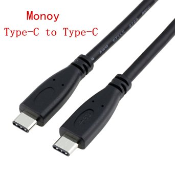 USB Type C Cable, Monoy USB 3.0 3.1 Type-C to Type-C Connector Data Cable Reversible Design with Ease of Use Fully Backward Compatible for Nexus 6P, Nexus 5X, Pixel C, Lumia 950/ 950XL, Apple New Macbook 12 Inch, Nokia N1, LG G5 and Other Type-C (Type C to Type C)