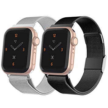 CCnutri Compatible with Apple Watch Band 38mm 40mm 42mm 44mm, Stainless Steel Loop Metal Mesh Bracelet with Adjustable Magnet Lock Wristbands for iWatch Series 1/2/3/4/5