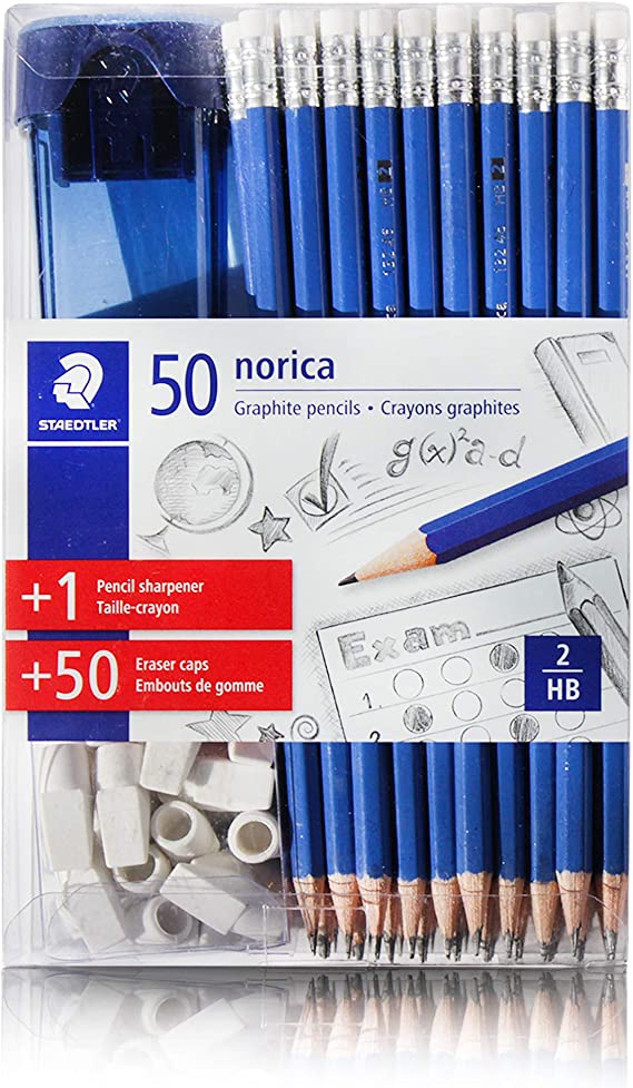 Staedtler Norica 101 Piece Set - 50 Pencil   50 Eraser Caps   1 Sharpner