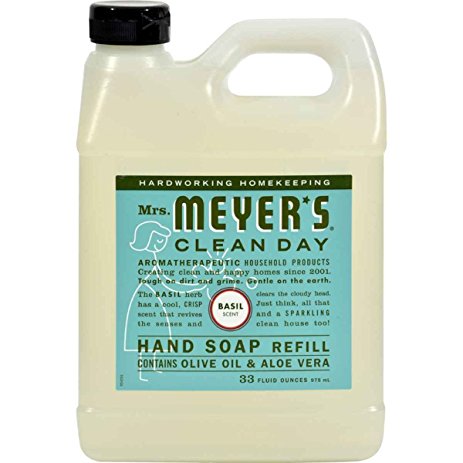 Mrs. Meyers Clean Day Hand Soap Refill, Basil Scent 33 oz ( Pack of 6)