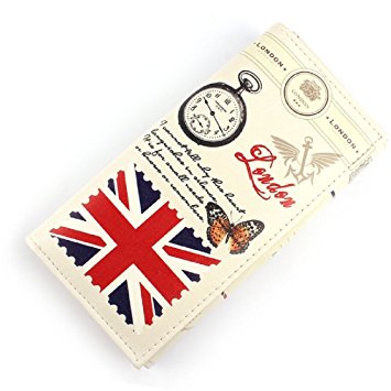 Doinshop 1PC Cute Charm Retro Girl Long Purse Clutch Wallet Bag Card Holder (British Flag Pattern)