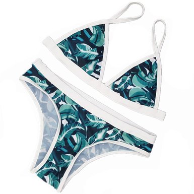 Sherry007 Womens Printed Cut Out Bikini Halter Racerback Swimsuit Beachwear(FBA Optional)