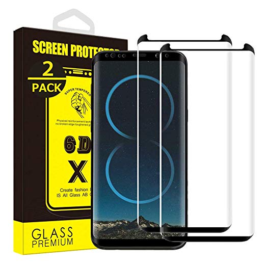 [2 Pack] Yoyamo T512 Galaxy S8 Plus Glass Screen Protector,9H Hardness Anti-Scratch Tempered Glass Screen Protector Film for Samsung Galaxy S8 Plus - Case Friendly- Anti-Bubble, Black
