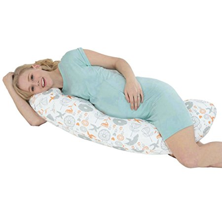 i-baby C Shaped Premium Chintz Full Body Pregnancy Pillow - Maternity and Nursing Support Removable Cover Cushion Washable 100 Percent Cotton Pillow Cover