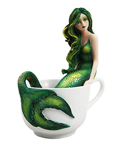 Amy Brown Tea Cup Atlantis Princess Green Emerald Mermaid Collector Figurine