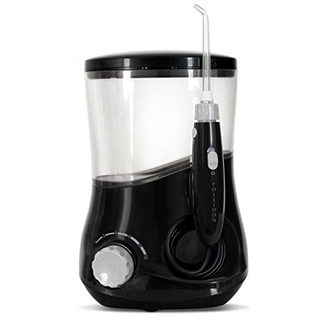 Professional Countertop Oral Irrigator by Poseidon with 10 power settings. 5 Year Replacement Warranty. (Black)