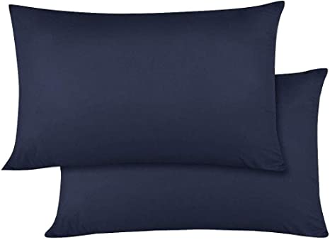 Travel Pillow Case 12X16 Size Set of 2 Envelope Closure Toddler Pillowcase 600 Thread Count 100% Egyptian Cotton Travel Pillow Covers 12 x 16 ,Navy Blue Solid