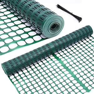 Ohuhu Garden Fence Animal Barrier: 4x100 FT/10.7 lbs Reusable Netting Plastic Safety Fence Roll, Temporary Pool Fence Snow Fence, Construction Fencing Poultry Fence for Deer Rabbits Chicken Dogs