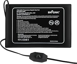 BN-LINK Reptile Heating Pad 8" X 12" with Adjust Knob, Adjustable Temperature Electric Indoor Under Tank Terrarium Heating Mat Waterproof for Turtles, Lizards, Frogs, and Other Reptiles