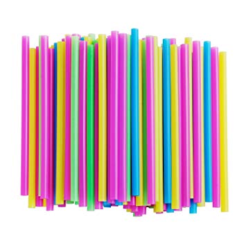 ALINK Assorted Bright Colors Jumbo Smoothie Straws, Pack of 100 Pieces