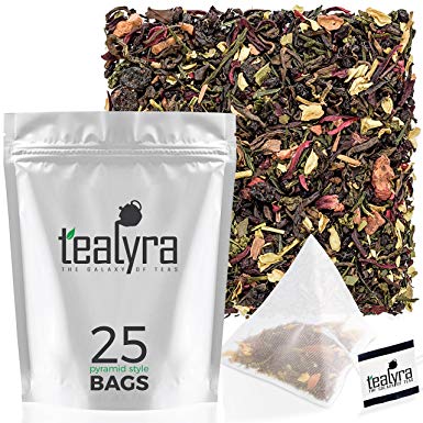 Tealyra - Fat Burner - 25 Bags - Wellness Detox Weight Loss Tea Blend - Pu Erh Aged - Sencha Green Tea - Wu-Yi Oolong - Diet Refreshing - Natural - Loose Leaf - Pyramids Style Sachets