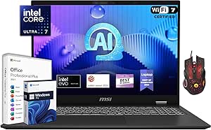 MSI Prestige 16 AI EVO Laptop, Ultra Thin Business Laptop, Intel Ultra 7-155 H, 16" QHD , 32 GB LPDDR5 RAM, 4 TB SSD, Wi-Fi 7, AI Engine, Windows 11 Pro & MS Office Lifetime License