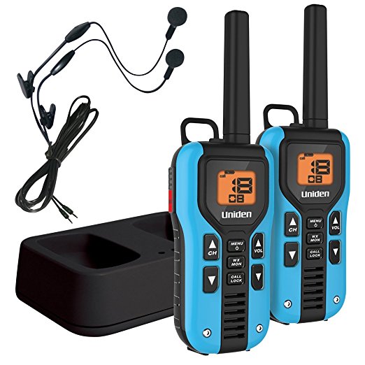 Uniden GMR4055-2CKHS Two Way Radio with Charger and Headsets, Blue