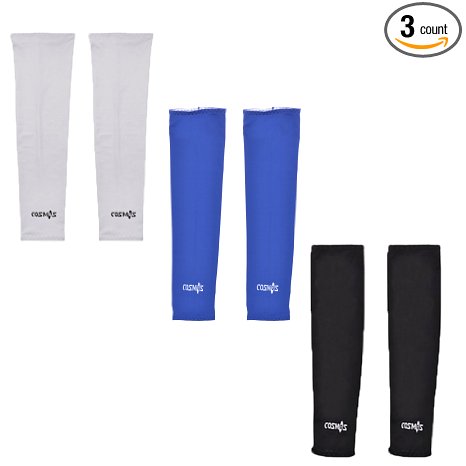 Cosmos  3 Pairs UV Protection Cooler Arm Sleeves for Bike CyclingHikingGolf