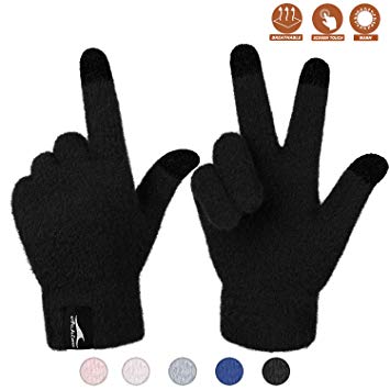 Achiou Winter Touchscreen Gloves Knit Warm Thick Thermal Soft Comfortable Wool Lining Elastic Cuff Texting for Women Men