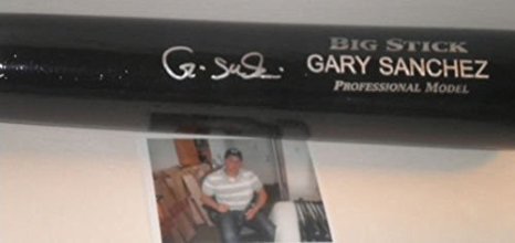 Gary Sanchez New York Yankees Autographed Signed Engraved Bat Black