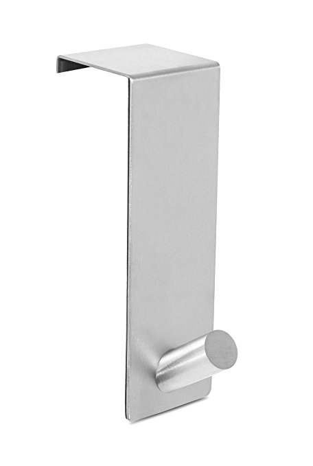 Internet’s Best Simple Modern Over the Door Hook | Single | Stainless Steel Door Hanging Hook | Towel Robe Coat Hat Hook