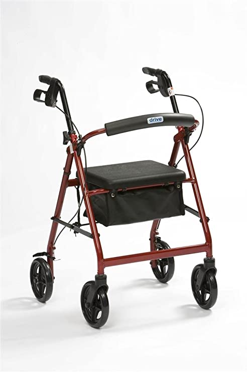 Drive Medical Lightweight Aluminium Folding Rollator Shopping Trolley Red Colour