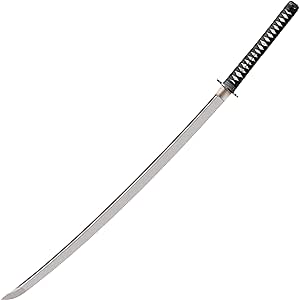 Cold Steel Warrior Series Katana Samurai Sword with Ray Skin Handle, Black Lacquered Wood Scabbard, Black Braid Cord and Brass Menuki, O Katana